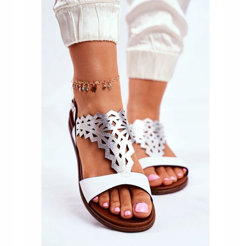 Női szandál Flat Sergio Leone White SK035 fehér szürke 2