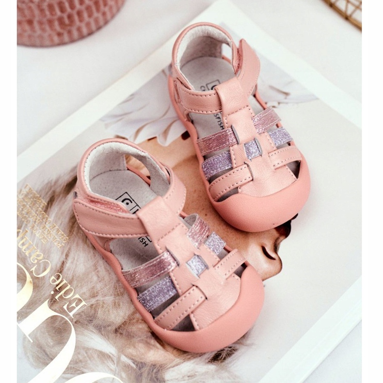 Apawwa Gyermek szandál tépőzáras csillogással Pink Ontario rózsaszín 2