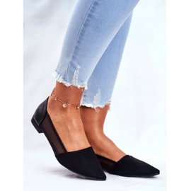 EVE Női balerinák hálós velúr velúr fekete szálkával 1