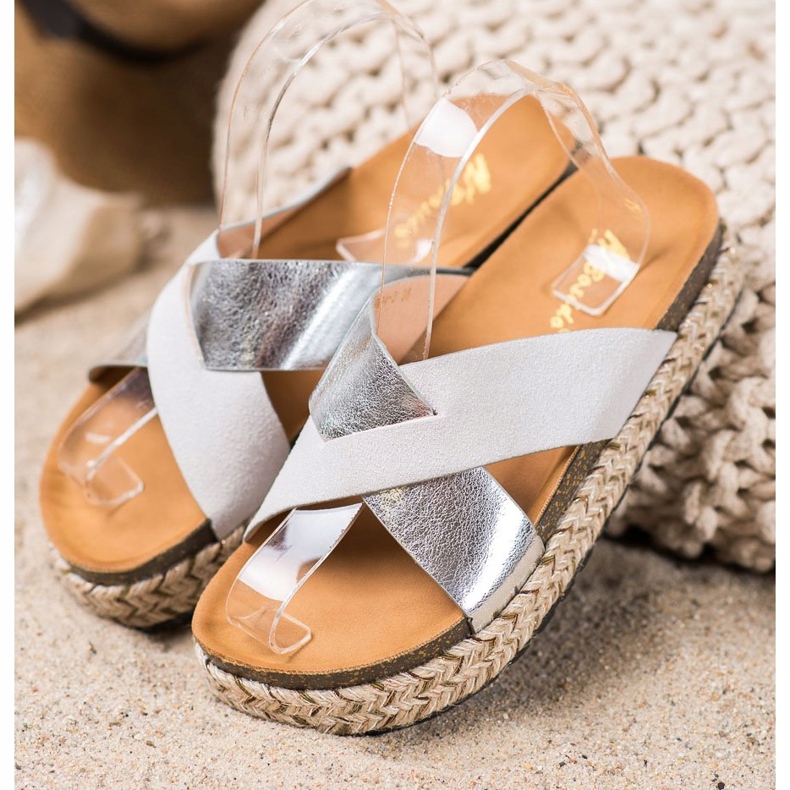 SHELOVET Papucs a platformon szürke 1