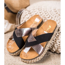 SHELOVET Papucs a platformon fekete szürke 1