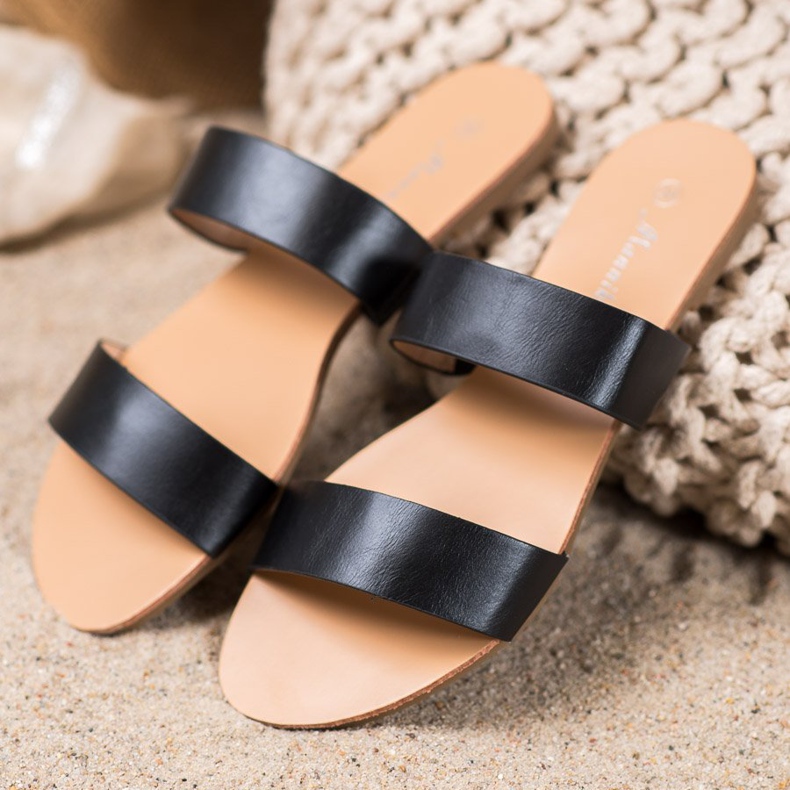 Mannika Klasszikus Eco bőr papucs fekete 1