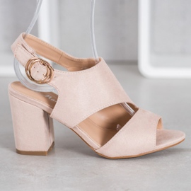 Mannika Bézs színű magas sarkú szandál 2