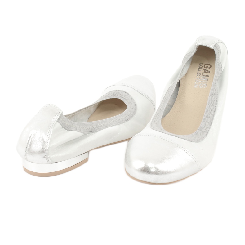 Gamis Kényelmes ezüst bőr balerinák szürke 2