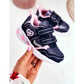 EVE Sportos gyermekcipők ragyognak a tépőzáras sötétkék skarláton rózsaszín 2