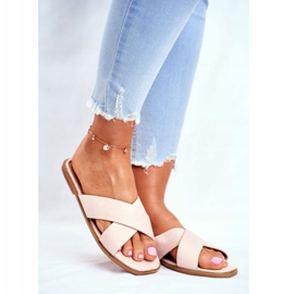 Női papucs, pántok, Cross Beige Fülöp -szigetek bézs 1 Női papucs, pántok, Cross Beige Fülöp -szigetek bézs 1