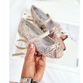 S.Barski Áttört balerinák tépőzáras Barski Remtro -val barna sokszínű 1