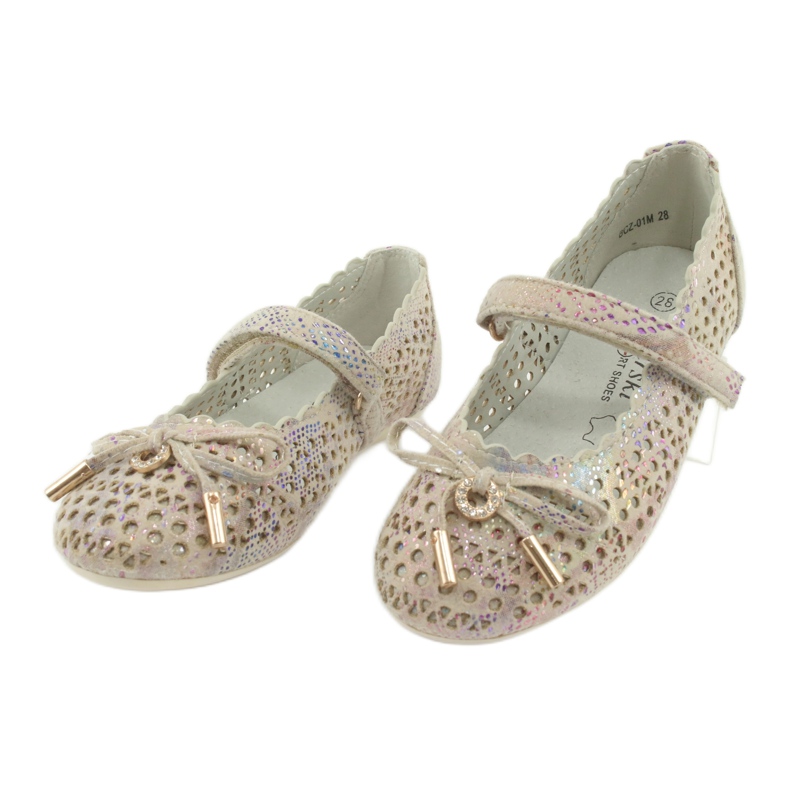 S.Barski Áttört balerinák tépőzáras Barski Remtro -val barna sokszínű 3