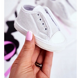 Apawwa Gyermek cipők tépőzáras, Brocade Baptism Silver Milley fehér 1