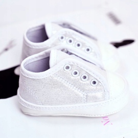 Apawwa Gyermek cipők tépőzáras, Brocade Baptism Silver Milley fehér 2