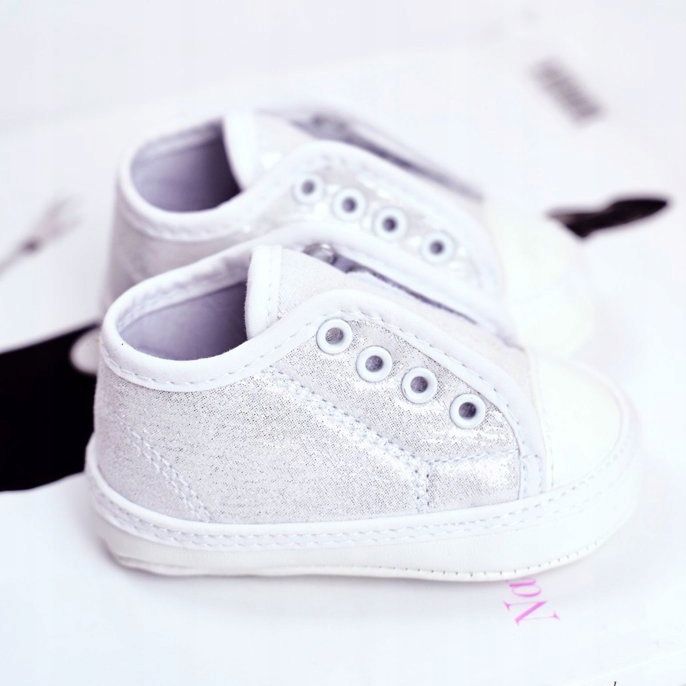 Apawwa Gyermek cipők tépőzáras, Brocade Baptism Silver Milley fehér 2