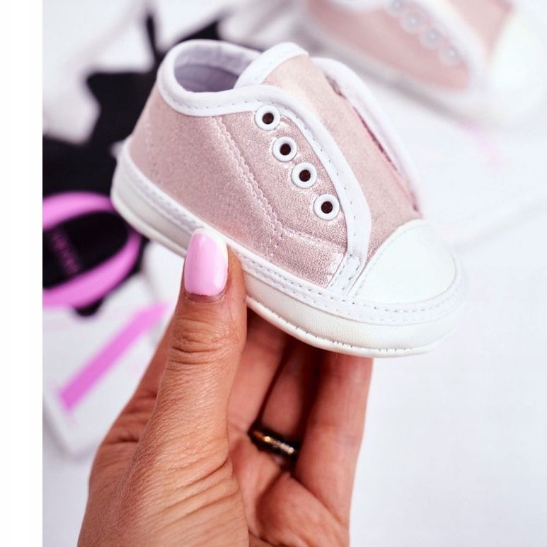 Apawwa Gyermek cipők tépőzáras, Brocade Baptism Pink Milley rózsaszín 1