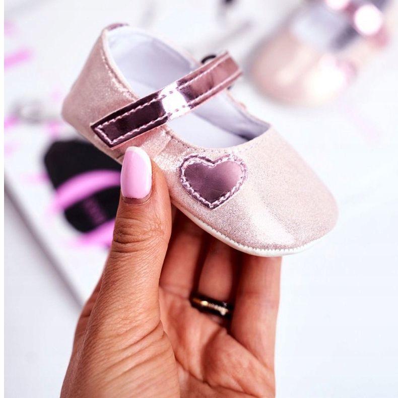 Apawwa Gyermek cipők tépőzáras keresztség Pink Bellawa rózsaszín 2