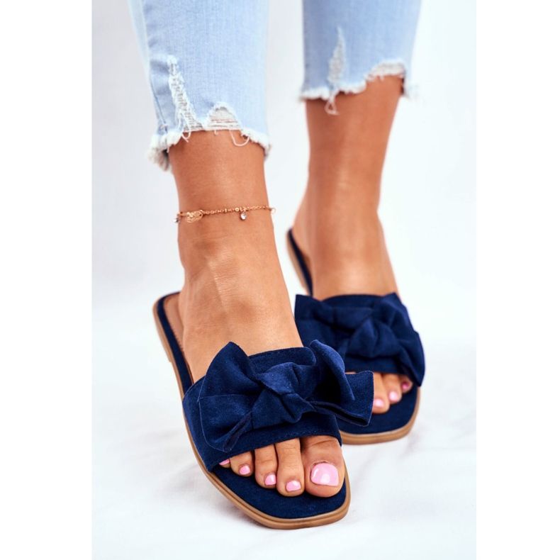 Malajzia női papucs sötétkék íjjal 2