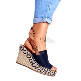 Női szandál Wedge Big Star Navy Blue FF274980 barna sötétkék 3