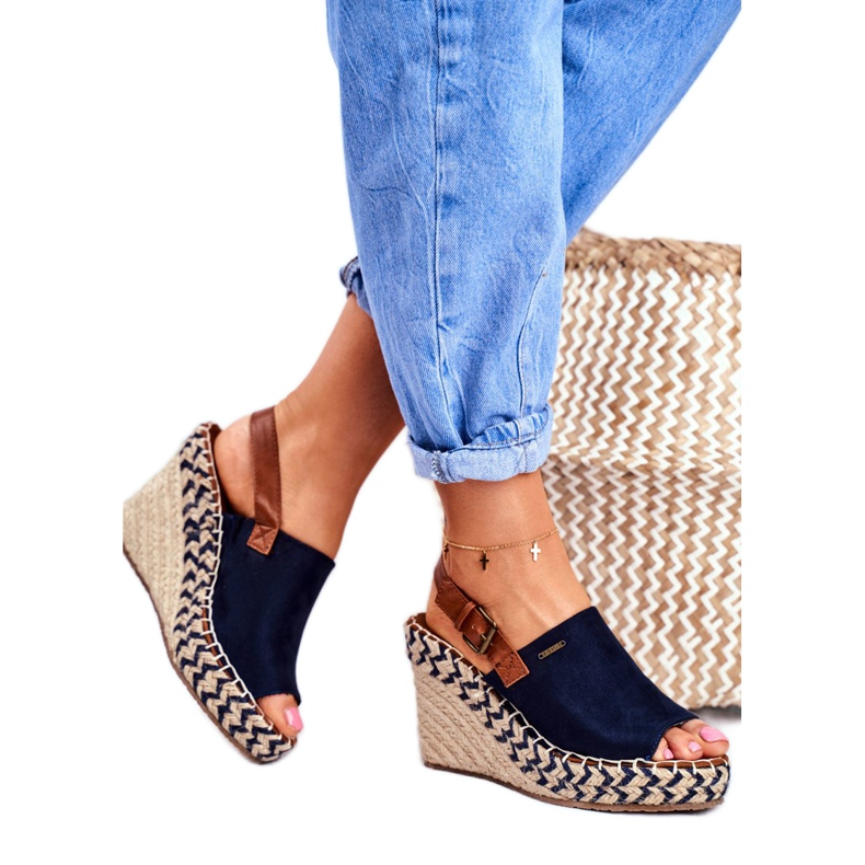 Női szandál Wedge Big Star Navy Blue FF274980 barna sötétkék 2