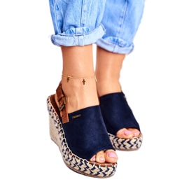 Női szandál Wedge Big Star Navy Blue FF274980 barna sötétkék 1