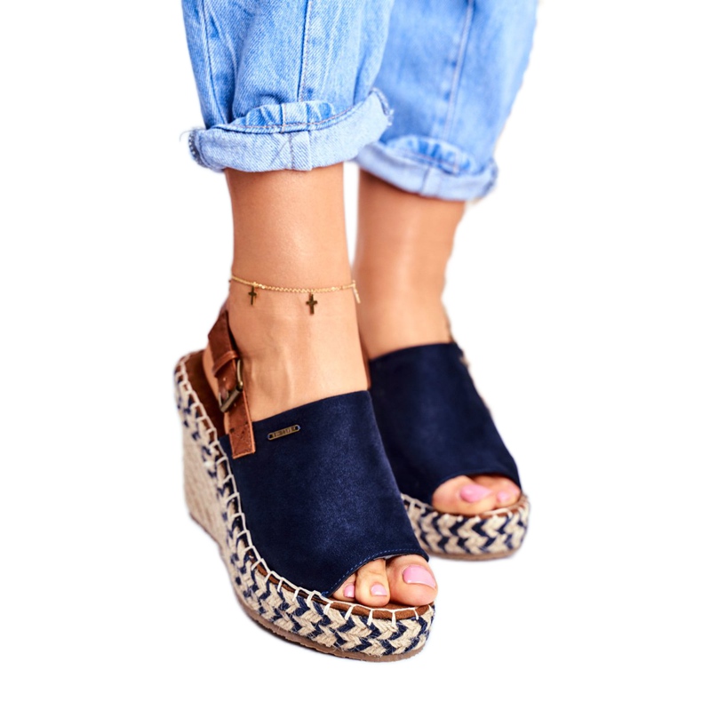 Női szandál Wedge Big Star Navy Blue FF274980 barna sötétkék 1