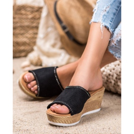 Renda Áttört ék papucs fekete 1