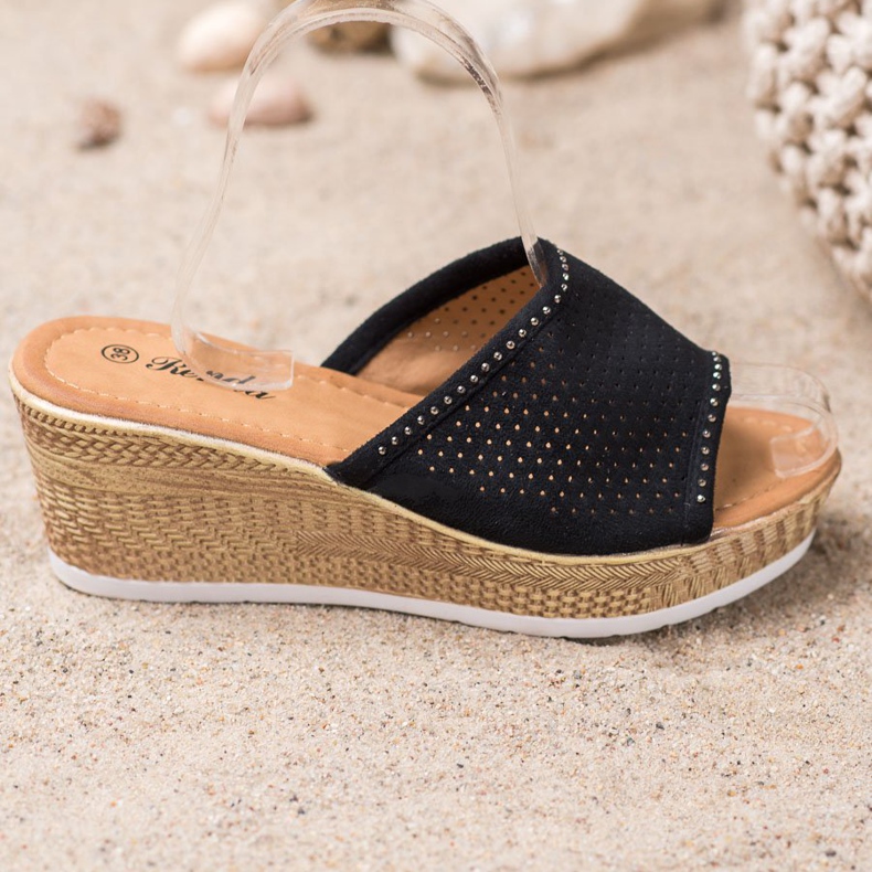 Renda Áttört ék papucs fekete 2 Renda Áttört ék papucs fekete 2