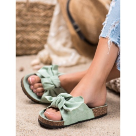 Renda Kényelmes papucs íjjal zöld 1