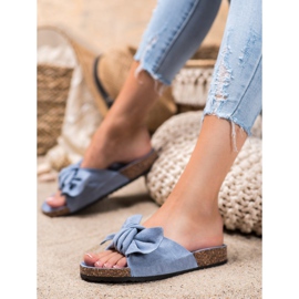 Renda Kényelmes papucs íjjal kék 1