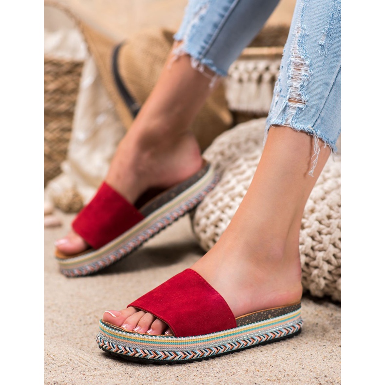 Renda Papucs a platformon piros 1