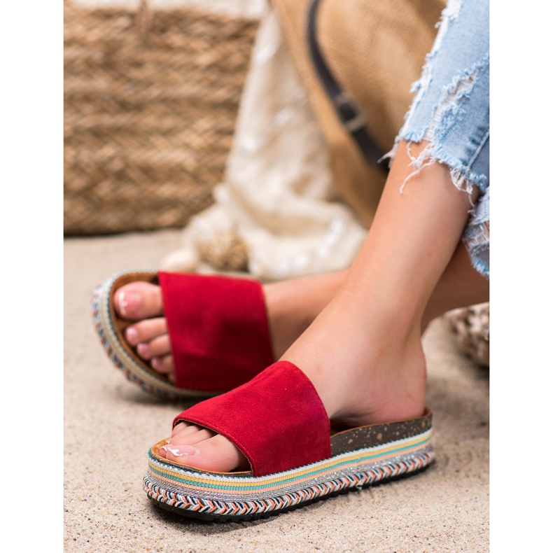 Renda Papucs a platformon piros 2