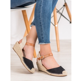 Renda Espadrilles felfedezett sarokkal fekete 1 Renda Espadrilles felfedezett sarokkal fekete 1