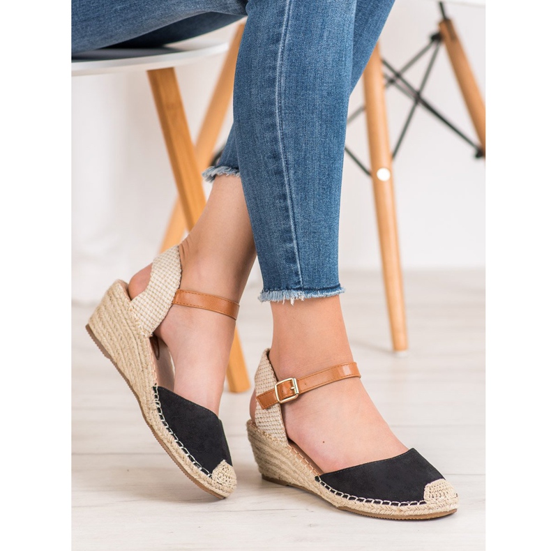 Renda Espadrilles felfedezett sarokkal fekete 1 Renda Espadrilles felfedezett sarokkal fekete 1