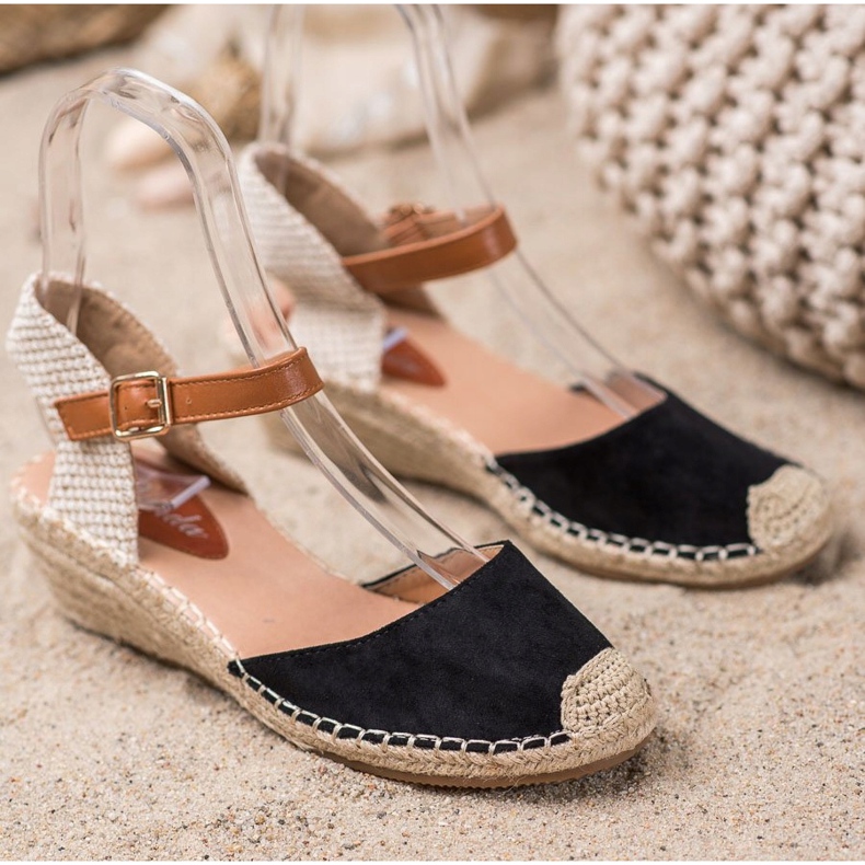 Renda Espadrilles felfedezett sarokkal fekete 2 Renda Espadrilles felfedezett sarokkal fekete 2