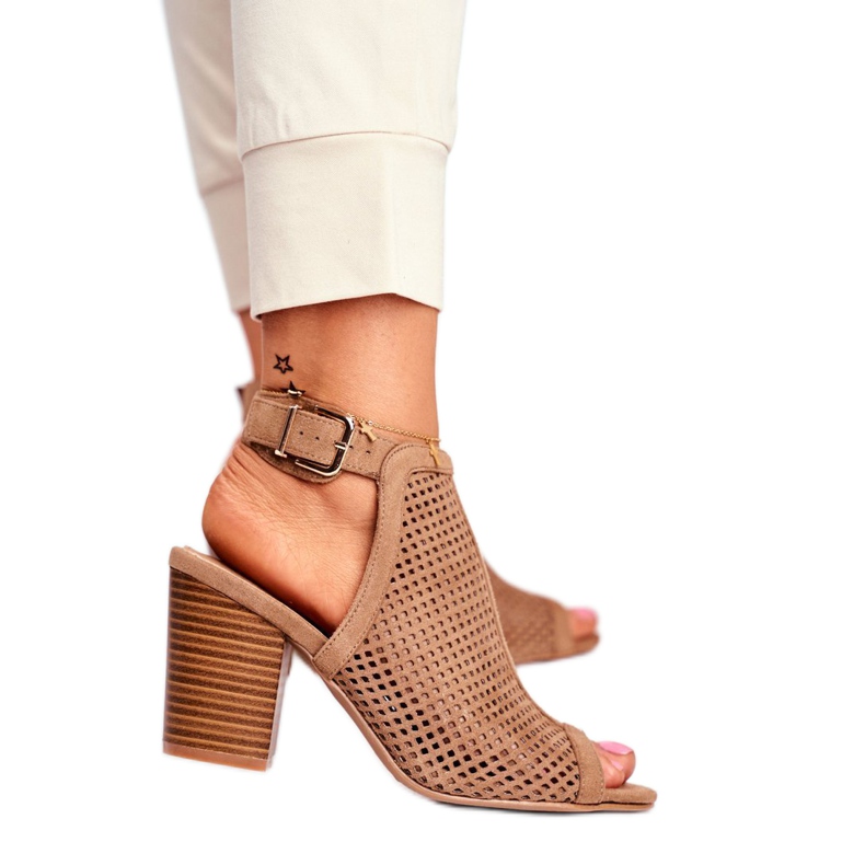 Bellucci Női áttört csizma Peep Toe Beige Paradise bézs 3