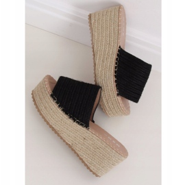 Fekete Espadrilles az ék LL909 Fekete 1