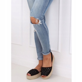 Fekete WH931 Fekete áttört espadrilles szandál 1