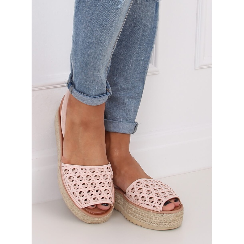 Szandál, espadrilles, rózsaszín áttört WH931 Pink 1
