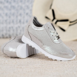 VINCEZA fényes bőr cipők szürke 1