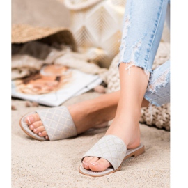 SHELOVET Elegáns velúr papucs szürke 1