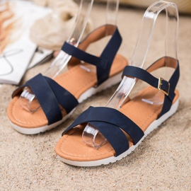 SHELOVET Kényelmes textil szandál kék 1