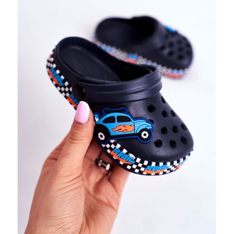 Giolan Gyermek papucs Hab Crocs Navy Blue Road Racing sötétkék kék narancssárga 1