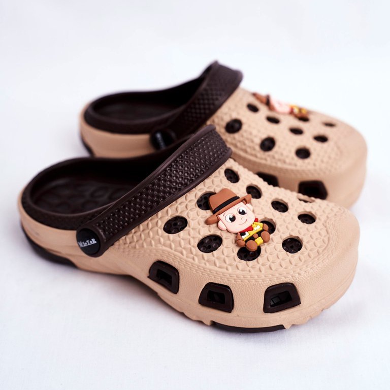Giolan Gyermek barna hab Crocs Brown Cowboy papucs 1