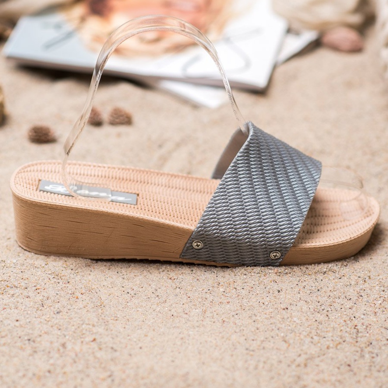 Bona Stílusos ék papucs szürke 2 Bona Stílusos ék papucs szürke 2