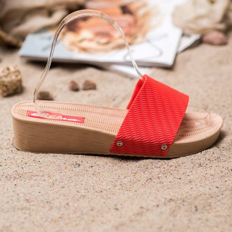 Bona Stílusos papucs a platformon piros 2