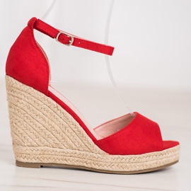 SHELOVET Piros espadrilles az ék 2 SHELOVET Piros espadrilles az ék 2