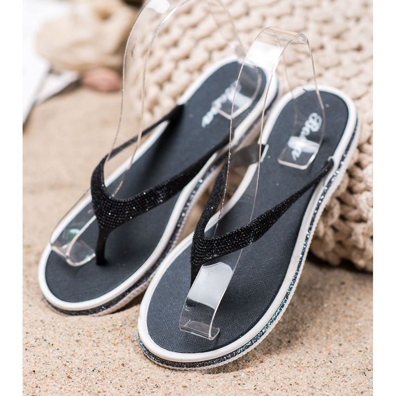 Bona Papucs csillogással fekete 2