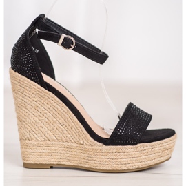 SHELOVET Ék szandál kristályokkal fekete 2