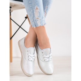 SHELOVET Ezüst csizma csillogással szürke 2