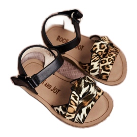 FRROCK Gyermek szandál tépőzáras Panterka Mimivel barna fekete narancssárga 3