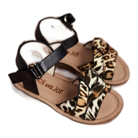 FRROCK Gyermek szandál tépőzáras Panterka Mimivel barna fekete narancssárga 2