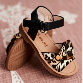 FRROCK Gyermek szandál tépőzáras Panterka Mimivel barna fekete narancssárga 4