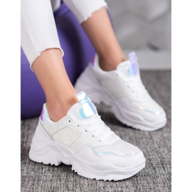 SHELOVET Eco bőr cipők fehér szürke 2